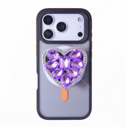  Diamond Phone Holder, Heart Shape Magnetic Stand Purple