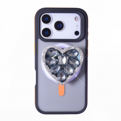  Diamond Phone Holder, Heart Shape Magnetic Stand Black