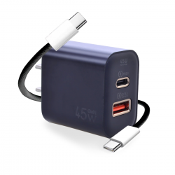  45W USB-C Fast Charging Wall Charger with Dual Ports  6.6ft – Black