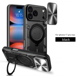  iPhone 17 Pro Max Case with Ring Grip and Camera Cover - Black