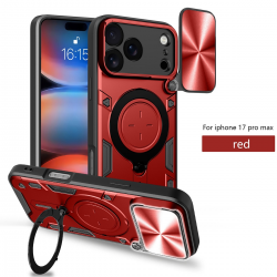   iPhone 17 Pro Max Case with Ring Grip and Camera Cover - Red