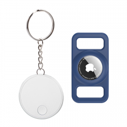  Apple White FindMy Airtag Tracking Device with Blue Pet Silicone Cover