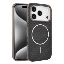  Thin Leather Carbon Fiber Case for iPhone 17 Pro Max – MagSafe Compatible, Black