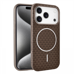  Thin Leather Carbon Fiber Case for iPhone 17 Pro Max – MagSafe Compatible,Gold