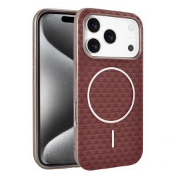   Thin Leather Carbon Fiber Case for iPhone 17 Pro Max – MagSafe Compatible, Red