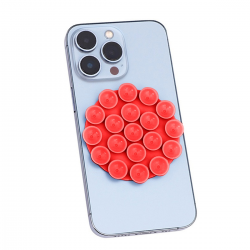  Silicone Suction Cup Phone Holder Red – Double-Sided Adhesion Mount