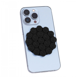   Silicone Suction Cup Phone Holder Black – Double-Sided Adhesion Mount