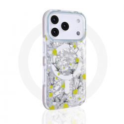 Floral MagSafe Case for iPhone 17 Pro Max – White Magnetic Flower Cover