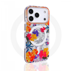  Floral MagSafe Case for iPhone 17 Pro Max – Orange Magnetic Flower Cover