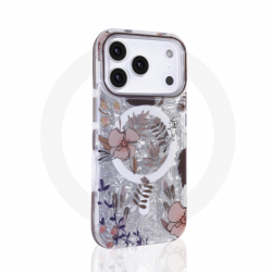  Floral MagSafe Case for iPhone 17 Pro Max – Brown Magnetic Flower Cover
