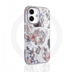  Floral MagSafe Case for iPhone 17 – Brown Magnetic Flower Cover