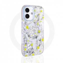  Floral MagSafe Case for iPhone 17 – White Magnetic Flower Cover