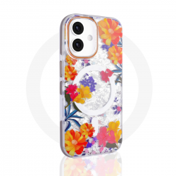  Floral MagSafe Case for iPhone 17 – Orange Magnetic Flower Cover
