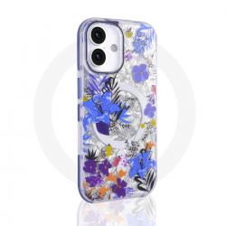  Floral MagSafe Case for iPhone 17 – Blue Magnetic Flower Cover