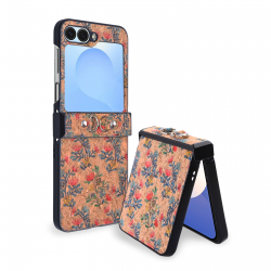  Samsung Z Flip 6 Case Wood Grain with Floral Pattern – Protective Folding Cover