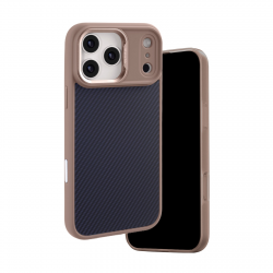 iPhone 17 Pro Carbon Fiber MagSafe Case Brown Front View, Magnetic Armor Cover