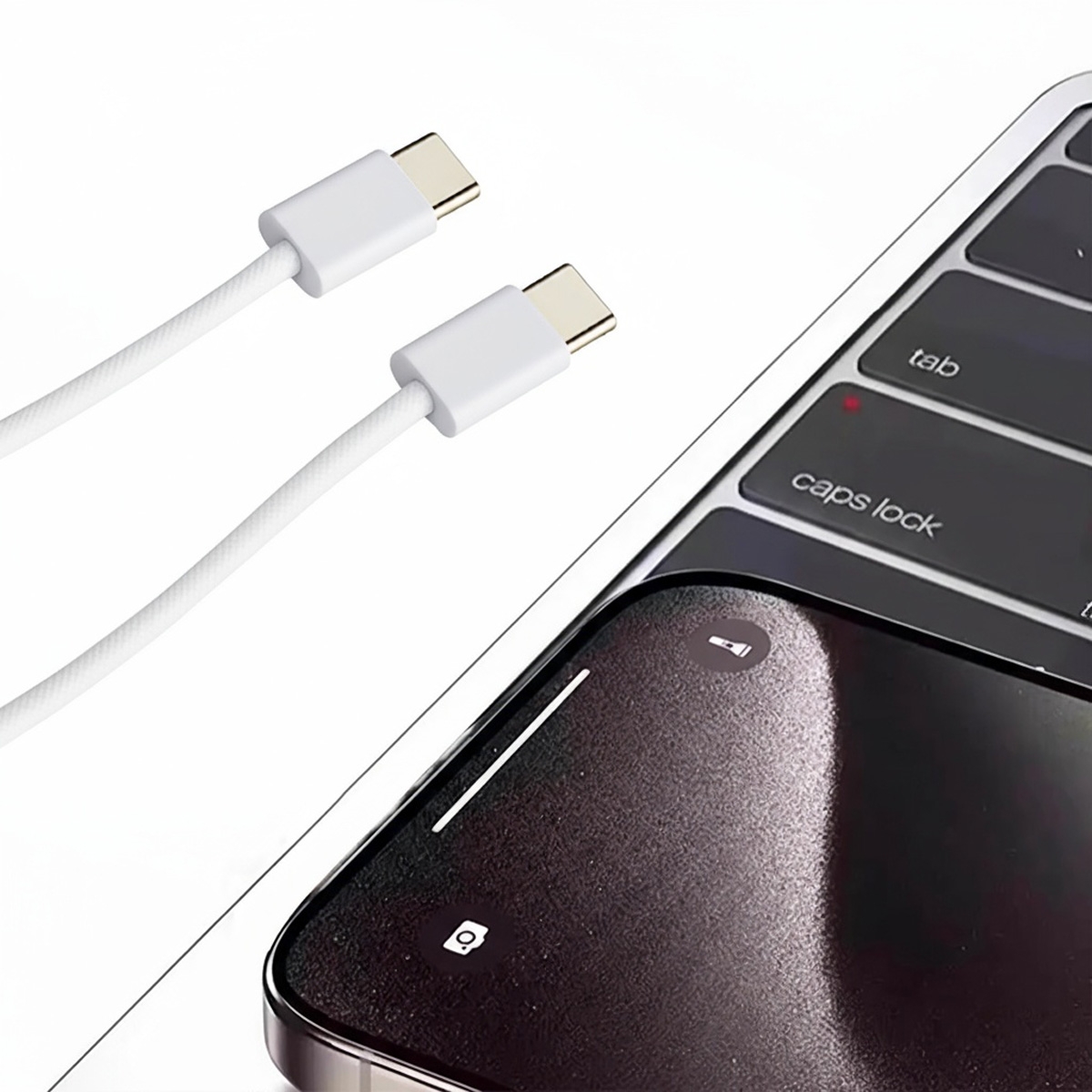 White USB-C cable with SIM eject pin