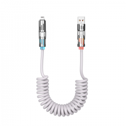  [2 Pack] 4 in 1 Coiled Lightning Cable, 65W Retractable USB Charger - White