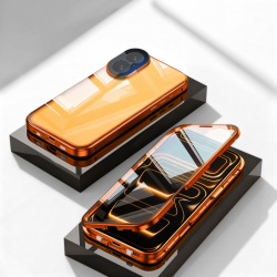  iPhone17 Aluminum Alloy Phone Case - Privacy Screen Lens Protection Orange