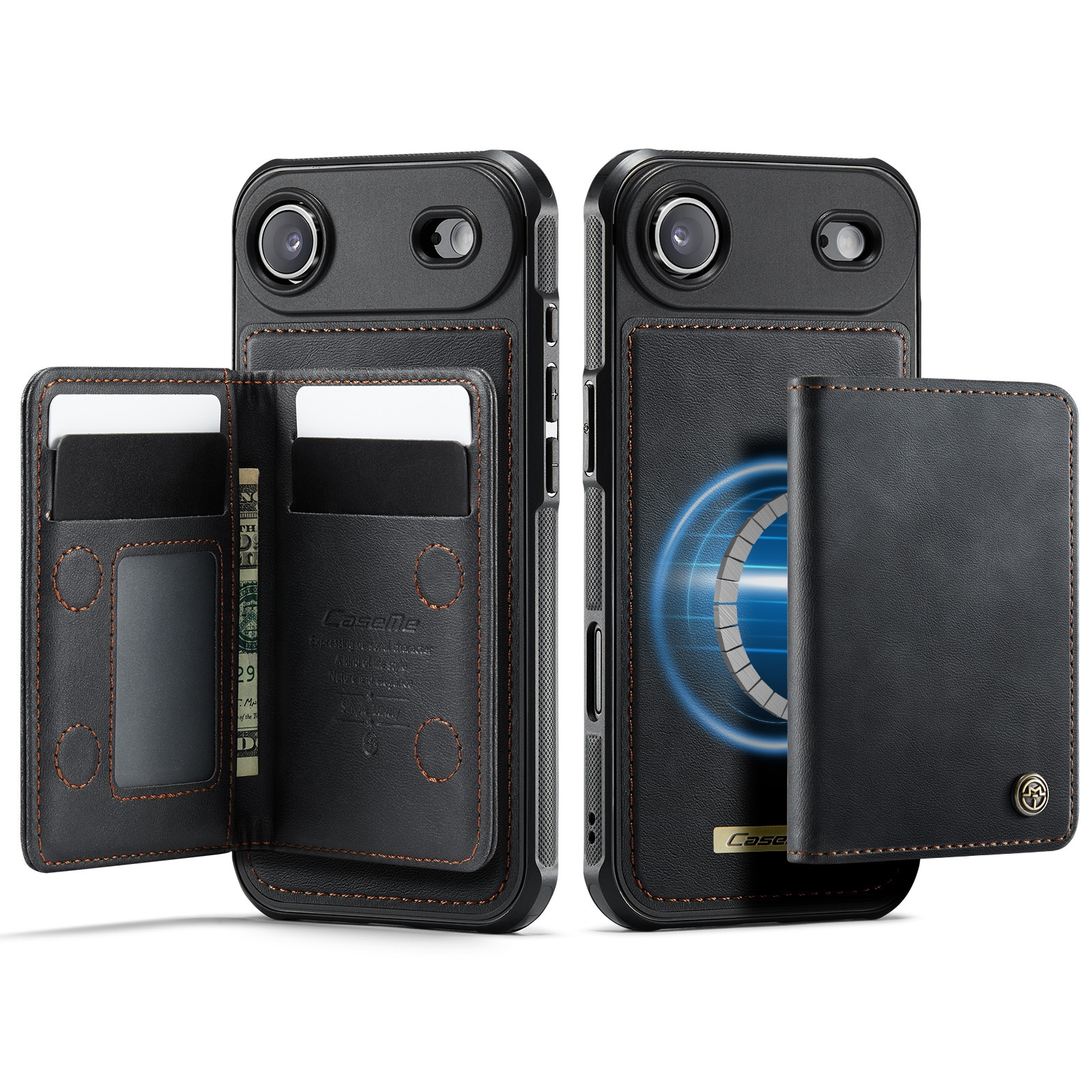 iPhone Air Magnetic Case with RFID Card Holder - Black MagSafe Wallet Case