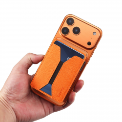  Togo Grain PU Magnetic Card Case Holder, Orange
