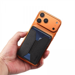  Togo Grain PU Magnetic Card Case Holder, Black