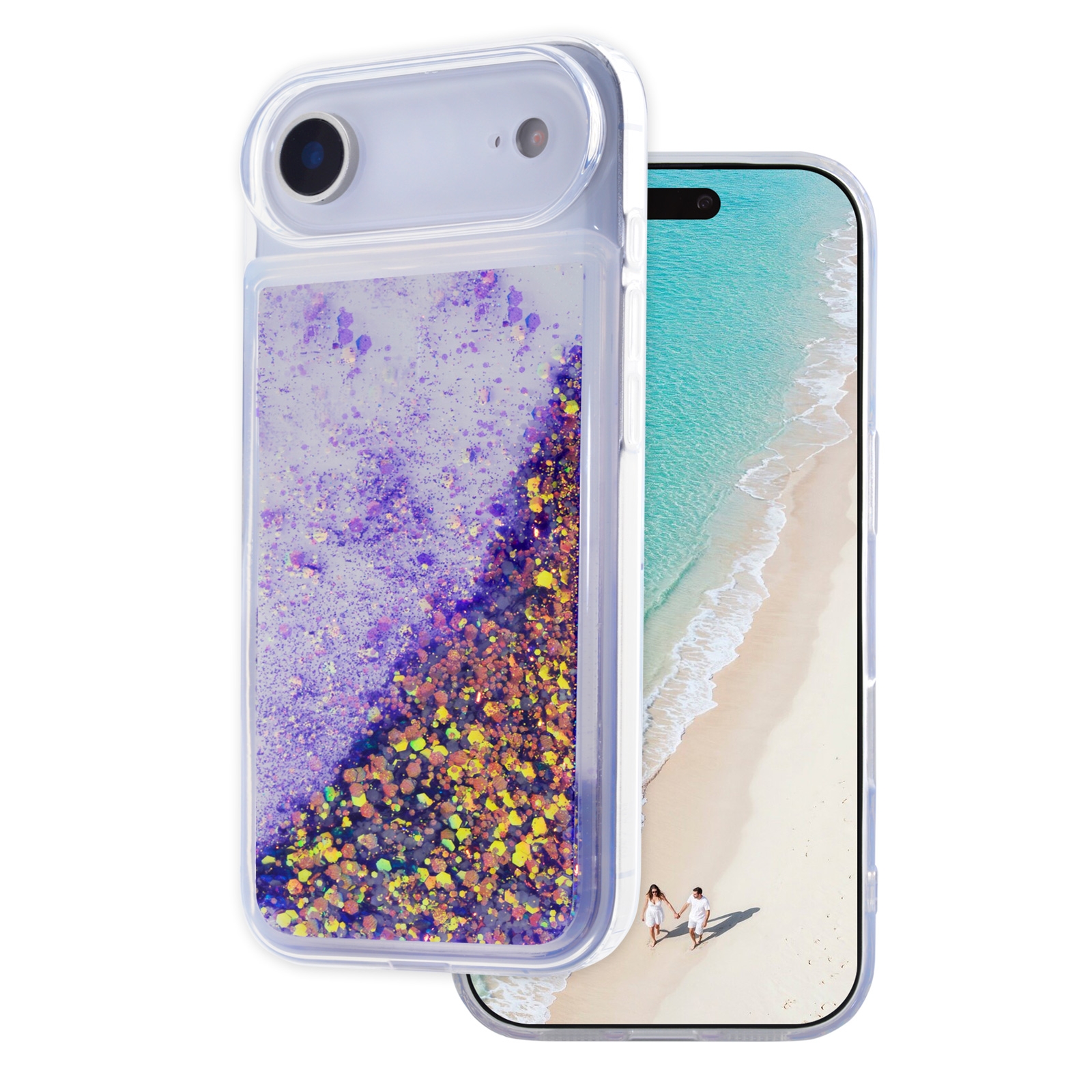 Purple Luminous iPhone Air Case - Glow Liquid with Flowing Glitter