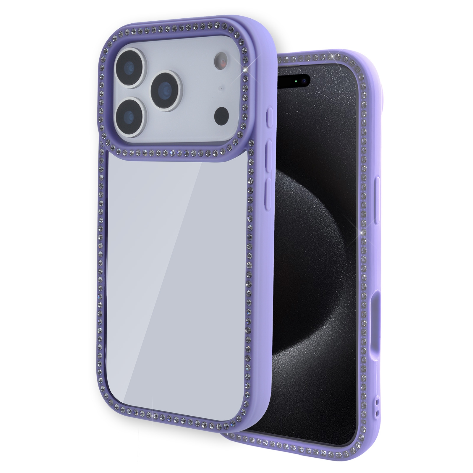 iPhone 17 Pro Max Double-Sided Rhinestone Case, Purple