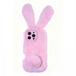 pink furry smartphone case rabbit
