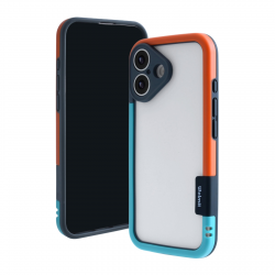  iPhone 16 Bicolor Frame TPU+PC Case, Blue-Orange