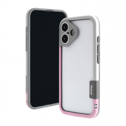  iPhone 16 Bicolor Frame TPU+PC Case, Pink - White