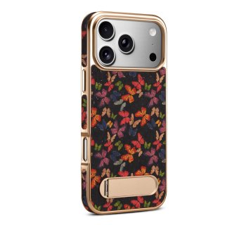 Butterfly Print Kickstand Case for iPhone 17 Pro Max, Black