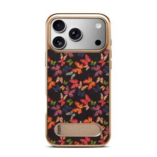 Butterfly Print Kickstand Case for iPhone 17, Black