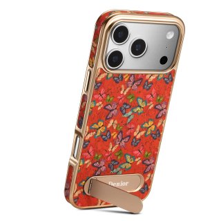 Butterfly Print Kickstand Case for iPhone 17 Pro, Orange