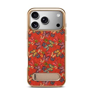 Butterfly Print Kickstand Case for iPhone 17, Orange