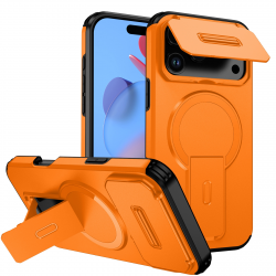  iPhone 17 Pro Max Hidden Kickstand Armor Design Protective Case, Orange