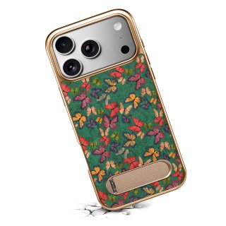 Butterfly Print Kickstand Case for iPhone 17 Pro, Green