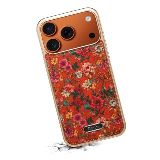 Printed Magnetic Detachable Electroplated Case for iPhone 17 Pro Max, Peony Red