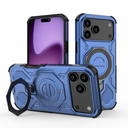 360 Rotation Kickstand Magnetic iPhone 17 Pro Max Case - Airbag Shockproof Metal Stand, Blue 360 Rotation Kickstand Magnetic iPhone 17 Pro Max Case - Airbag Shockproof Metal Stand, Blue