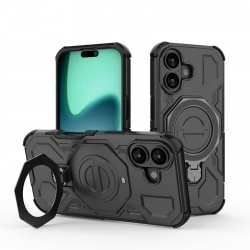 360 Rotation Kickstand Magnetic iPhone 17 Case - Airbag Shockproof Metal Stand, Black 360 Rotation Kickstand Magnetic iPhone 17 Case - Airbag Shockproof Metal Stand, Black