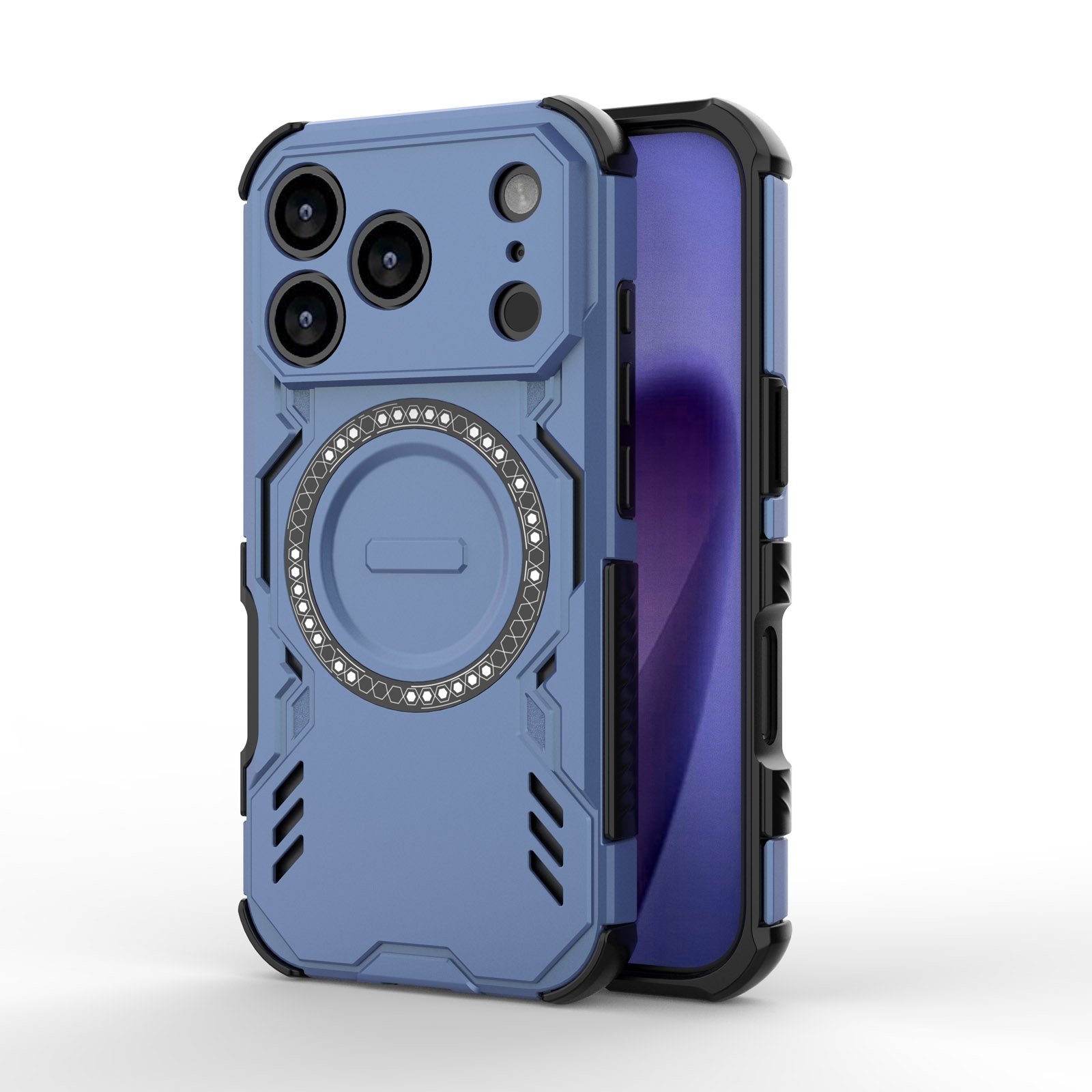 Corner Airbag Shockproof Magnetic iPhone 17 Pro Case - Enhanced Cooling Ventilation, Blue