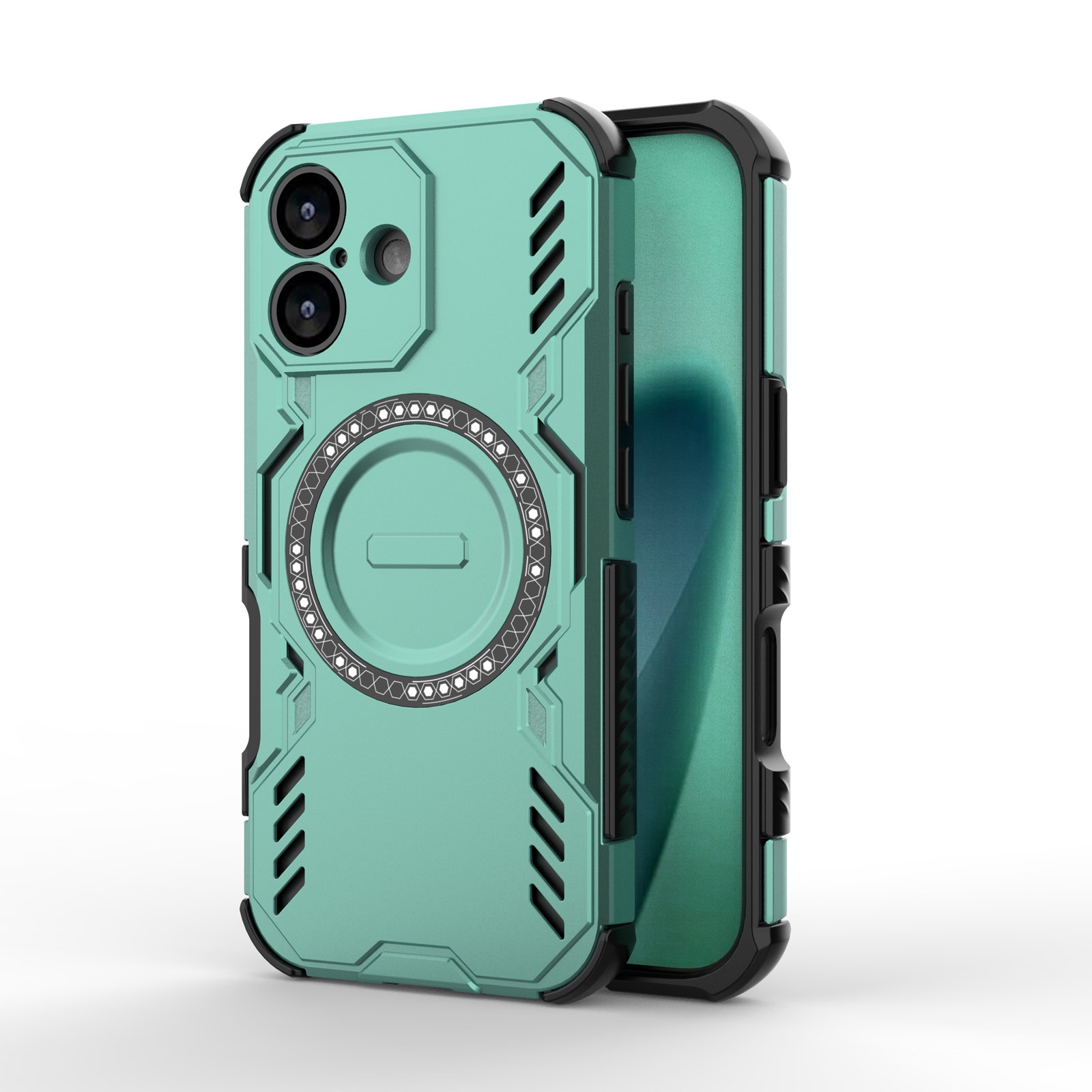Corner Airbag Shockproof Magnetic iPhone 17 Case - Enhanced Cooling Ventilation, Green
