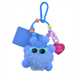Cute Coal Ball Keychain - Fluffy Phone Charm, Light Blue Cute Coal Ball Keychain - Fluffy Phone Charm, Light Blue