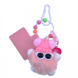 Cute Coal Ball Keychain - Fluffy Phone Charm, Pink - Pink Ball Cute Coal Ball Keychain - Fluffy Phone Charm, Pink - Pink Ball