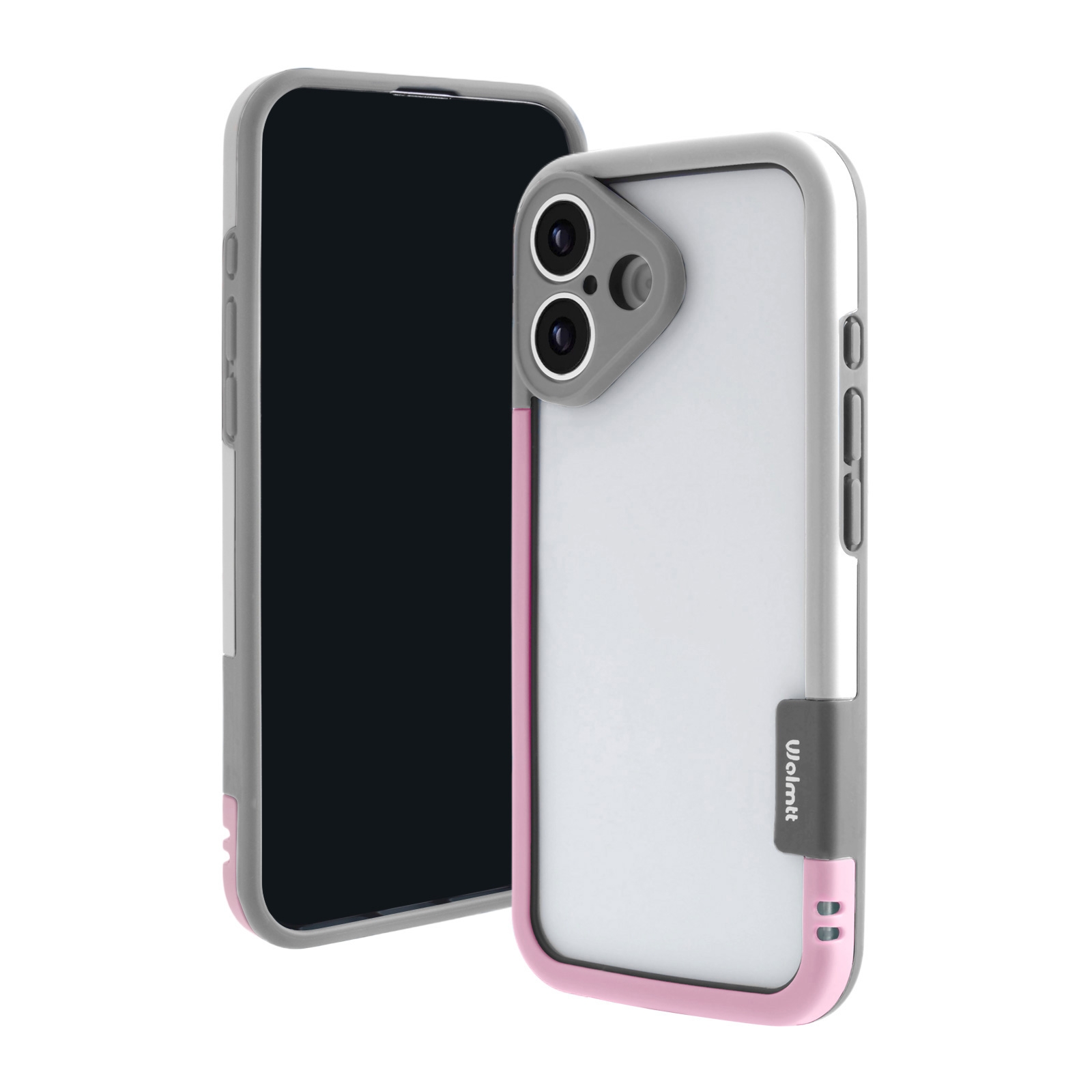 iPhone 16 Plus Bicolor Frame TPU+PC Case, Pink - White