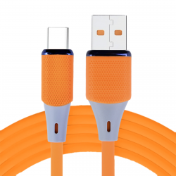 Silicone USB-C 1M Fast Charging Cable - Antioxidant Data Tranamit, Orange Silicone USB-C Fast Charging Cable - Orange