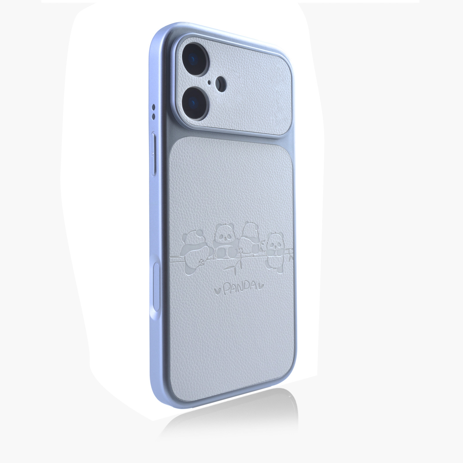 Cute Panda Leather Pattern Back iPhone 17 Case - TPU Shockproof Phone Cover, White