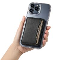  PU Cowhide-Patterned N52 Magnetic Card Holder, Black