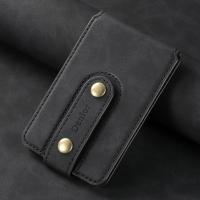  PU Retro Pattern N52 Magnetic Top-Bottom Opening Button Card Holder, Black