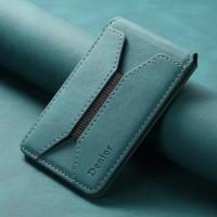  PU Skin-Feel Material N52 Magnetic Elastic Top-Bottom Opening Card Holder, Blue